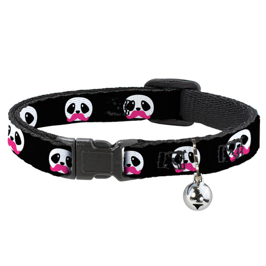Cat Collar Breakaway - Panda Face w Pink Mustache