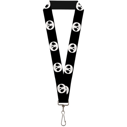 Lanyard - 1.0" - Smiling Panda Face Black White