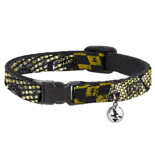 Cat Collar Breakaway - Grunge Checker Flag Green