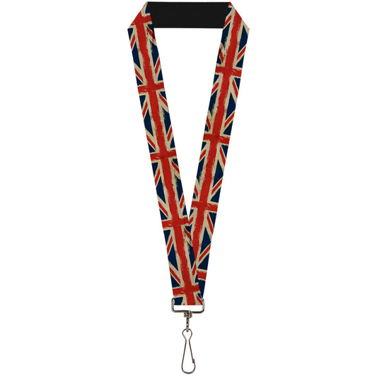 Lanyard - 1.0" - United Kingdom Flags Distressed Painting