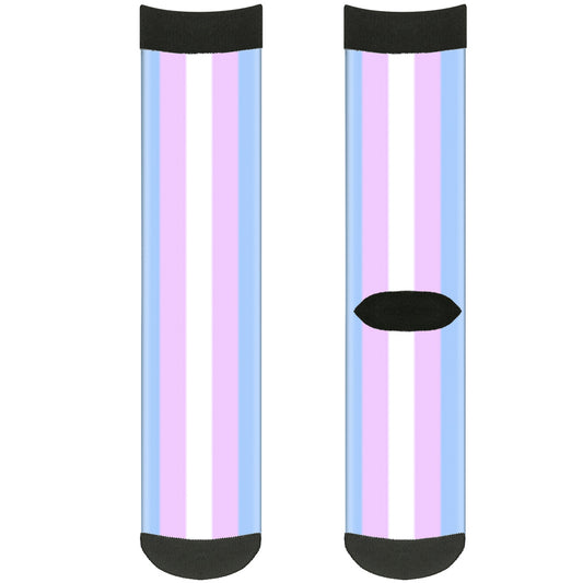 Sock Pair - Polyester - Flag Transgender Baby Blue Baby Pink White - CREW