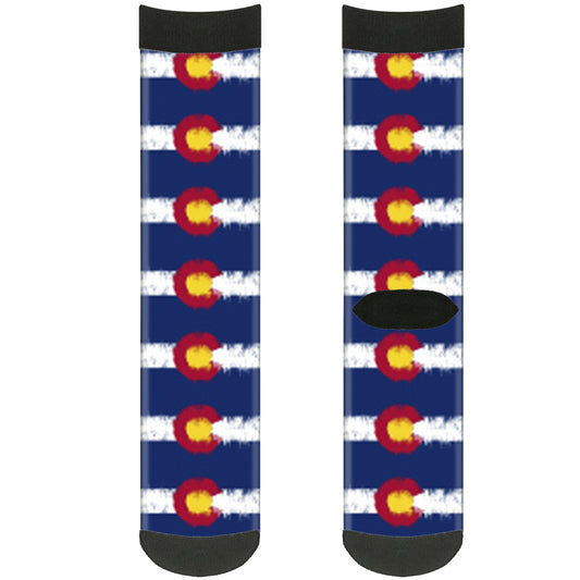 Sock Pair - Polyester - Colorado Flags2 Repeat Weathered - CREW