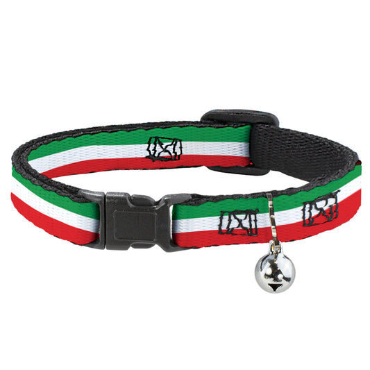 Cat Collar Breakaway - Stripes Green White Red