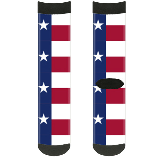 Sock Pair - Polyester - Texas Flag Continuous Repeat - CREW