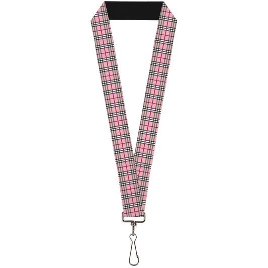 Lanyard - 1.0" - Plaid Pink