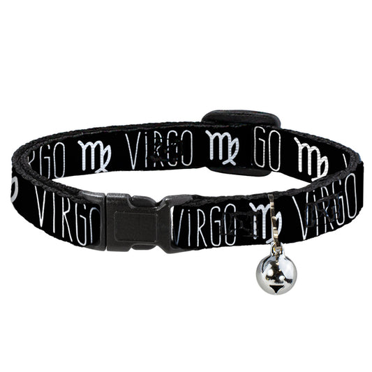 Cat Collar Breakaway - Zodiac VIRGO Symbol Black White