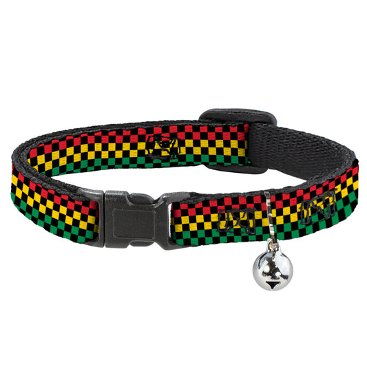 Cat Collar Breakaway - Checker Black Rasta