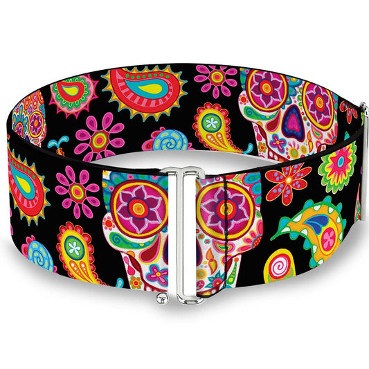 Cinch Waist Belt - Bobo Sugar Skull Paisley Black Multi Color
