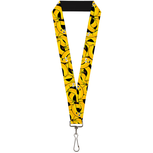 Lanyard - 1.0" - Bananas Stacked Cartoon Black Yellows