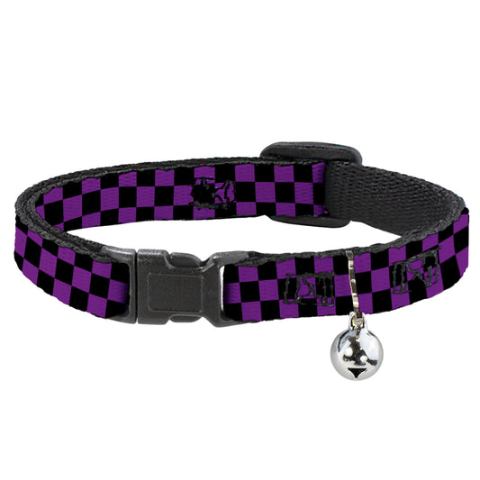 Cat Collar Breakaway - Checker Black Purple