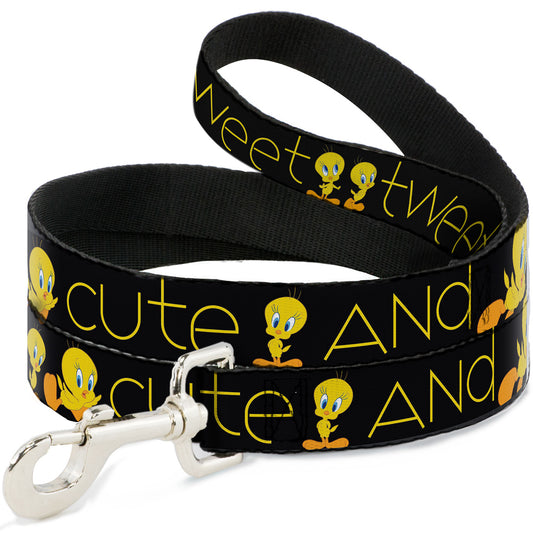 Dog Leash - Tweety Bird Poses CUTE AND SWEET Black/Yellow