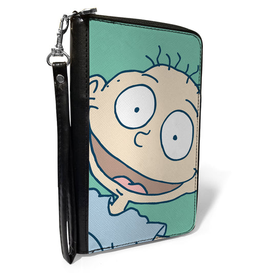 PU Zip Around Wallet Rectangle - Rugrats Tommy Pickles Face CLOSE-UP Seafoam Green