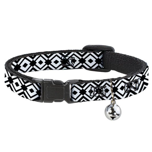 Cat Collar Breakaway - Geometric Diamond2 Black White Black