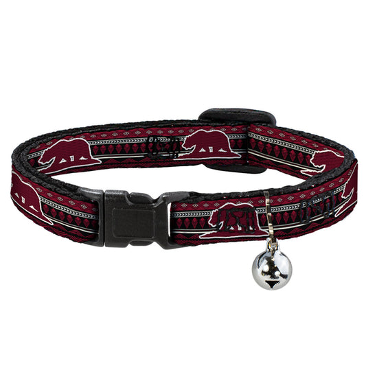 Cat Collar Breakaway - Cali Bear Aztec4 Black Dark Reds Cream