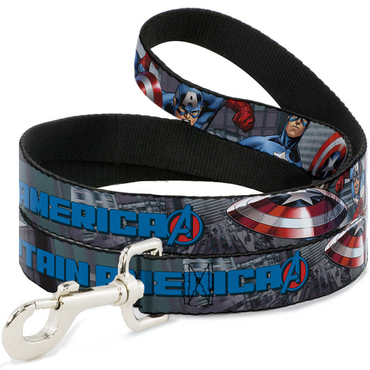 Dog Leash - CAPTAIN AMERICA w/Avengers Logo Cityscape