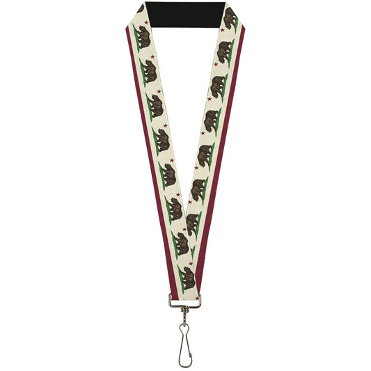 Lanyard - 1.0" - California Flag Weathered White