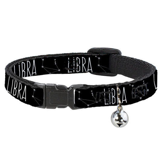 Cat Collar Breakaway - Zodiac LIBRA Constellation Black White