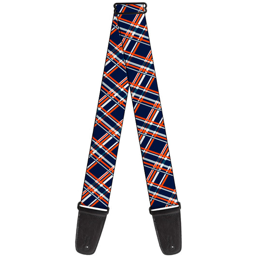 Guitar Strap - Plaid X3 Navy Orange White