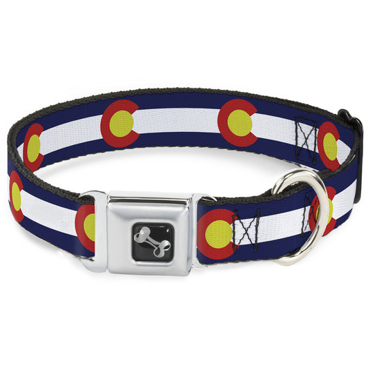 Dog Bone Seatbelt Buckle Collar - Colorado Flags2 Repeat