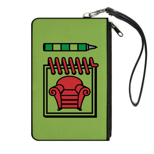 Canvas Zipper Wallet - LARGE - Blue's Clues Steve's Handy Dandy Notebook Thinking Chair Greens Red