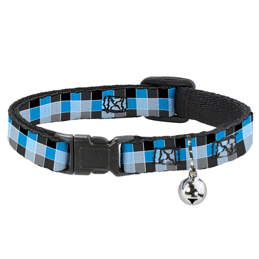Cat Collar Breakaway - Checker Mosaic Blue