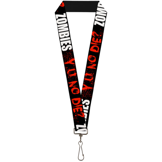 Lanyard - 1.0" - Zombies Y U NO DIE Black White Red