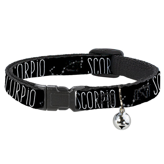 Cat Collar Breakaway - Zodiac SCORPIO Constellation Black White