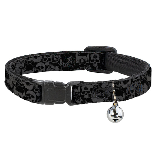 Cat Collar Breakaway - Skull Pile Black Gray