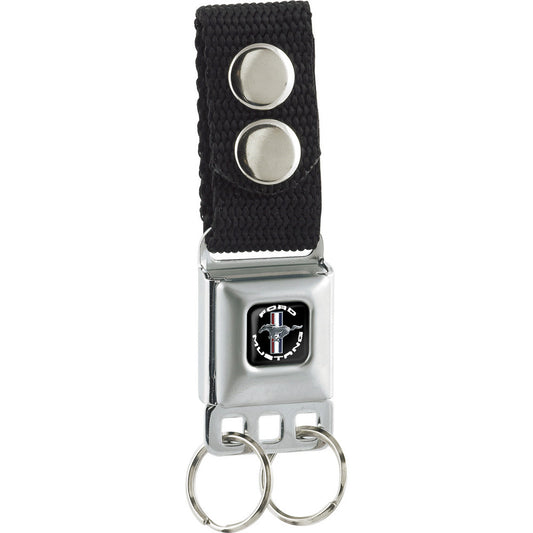 Keychain - FORD MUSTANG Tri-Bar Logo Black White Silver Red Blue