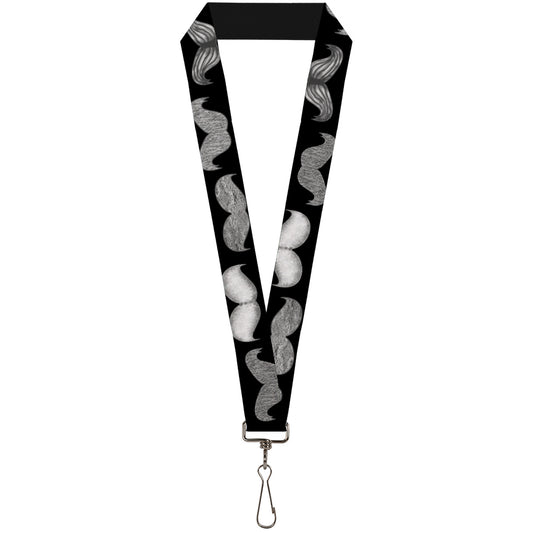 Lanyard - 1.0" - Mustaches Black Sketch