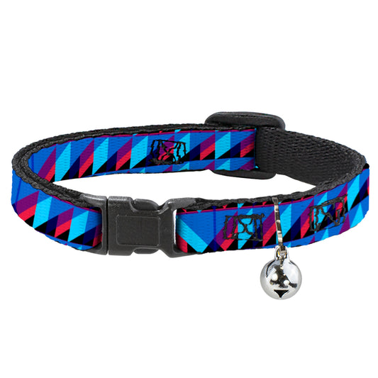 Cat Collar Breakaway - Geometric Peaks Blues Purple Red