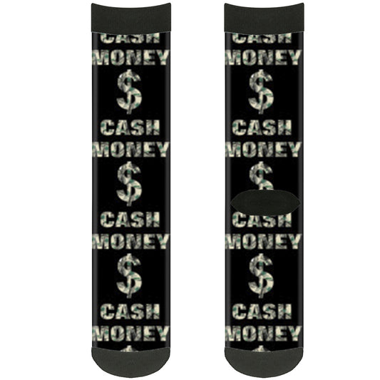 Sock Pair - Polyester - CASH MONEY $ Black Dollars - CREW