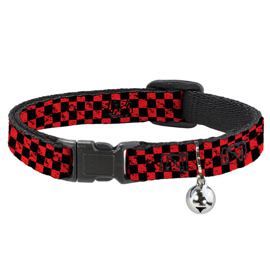 Cat Collar Breakaway - Checker Weathered Black Red