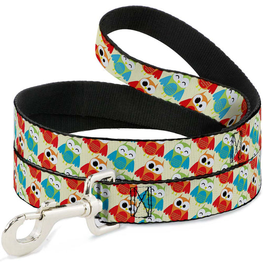 Dog Leash - Owl Eyes Yellow/Reds/Blues