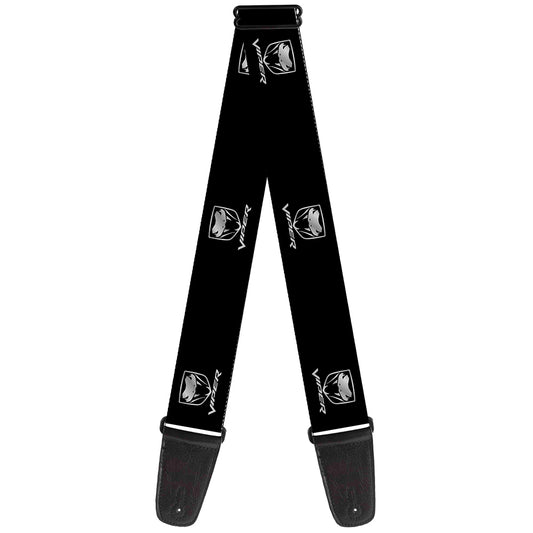 Guitar Strap - Dodge Viper Black Silver Logo REPEAT