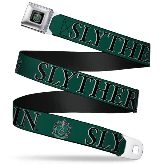 Slytherin Crest Full Color Seatbelt Belt - Harry Potter SLYTHERIN & Crest Green/Black Webbing