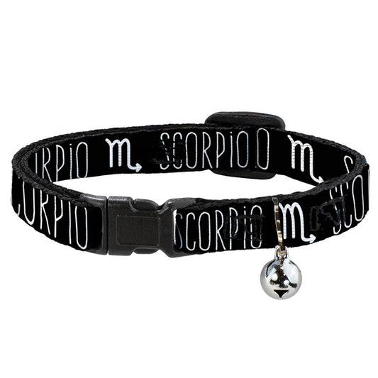 Cat Collar Breakaway - Zodiac SCORPIO Symbol Black White