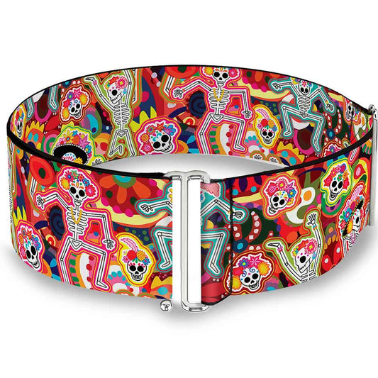 Cinch Waist Belt - Dancing Catrinas Collage Multi Color