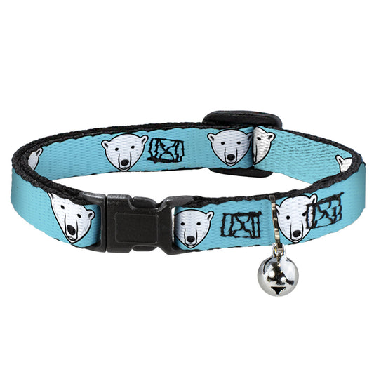 Cat Collar Breakaway - Polar Bear Repeat Baby Blue
