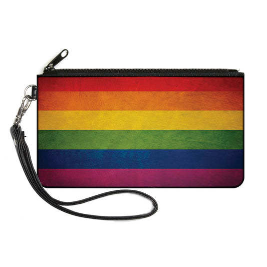 Canvas Zipper Wallet - SMALL - Flag Pride Distressed Rainbow