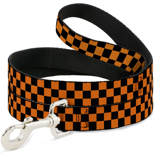 Dog Leash - Checker Black/Neon Orange