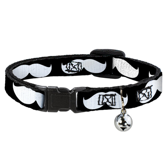 Cat Collar Breakaway - Mustache Black White
