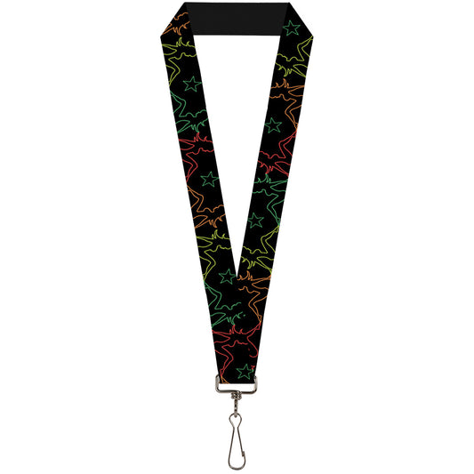 Lanyard - 1.0" - Mud Flap Girls w Star Outline Black Multi Color