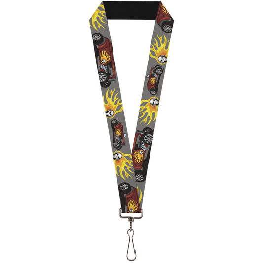 Lanyard - 1.0" - Hot Rod w Flame Skull