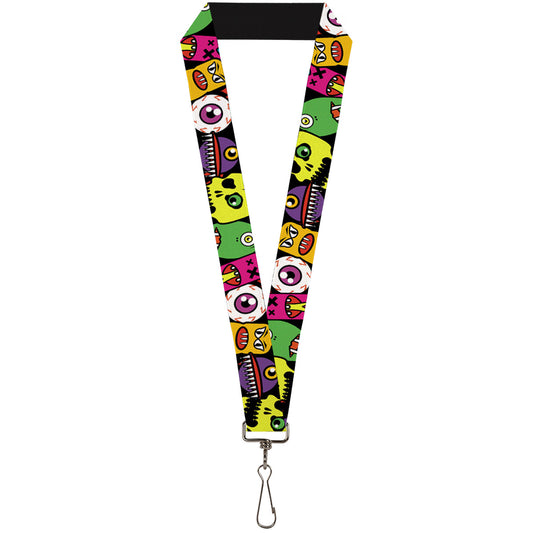 Lanyard - 1.0" - Monsters CLOSE-UP Black