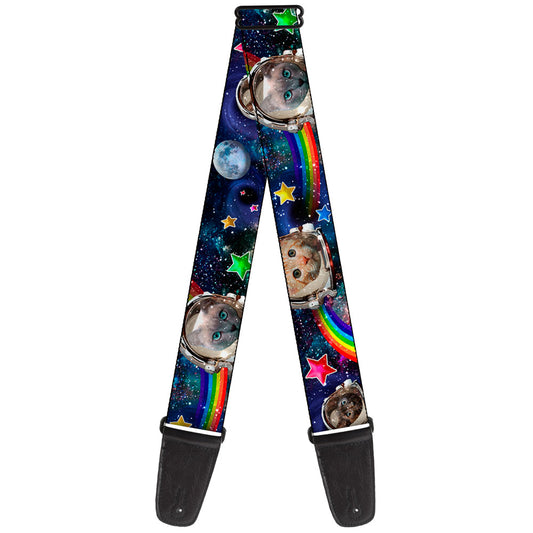 Guitar Strap - Astronaut Cats in Space Rainbows Stars
