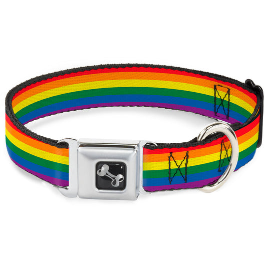 Dog Bone Seatbelt Buckle Collar - Flag Pride Rainbow