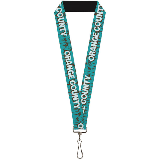 Lanyard - 1.0" - ORANGE COUNTY Palm Trees Blue Brown Light Blue