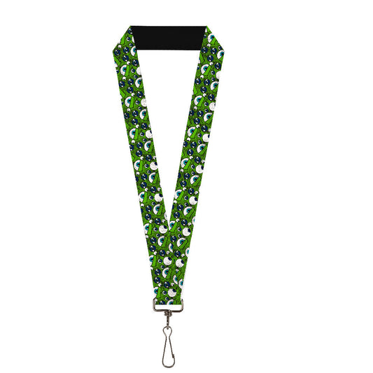 Lanyard - 1.0" - Monsters Inc. Eye Collage Weathered Greens Blues