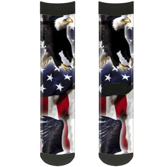 Sock Pair - Polyester - Flying Eagle American Flag - CREW